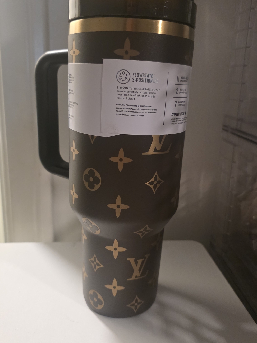 Brown & Gold Monogram Travel Tumbler Phone Case